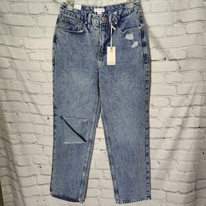 Good American Good Classic Curvy High Waist Ripped Knee Jeans Size 4/27